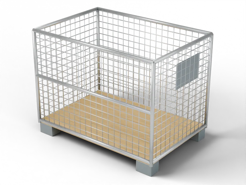 EPAL-Gitterbox aus Stahl mit Holzboden